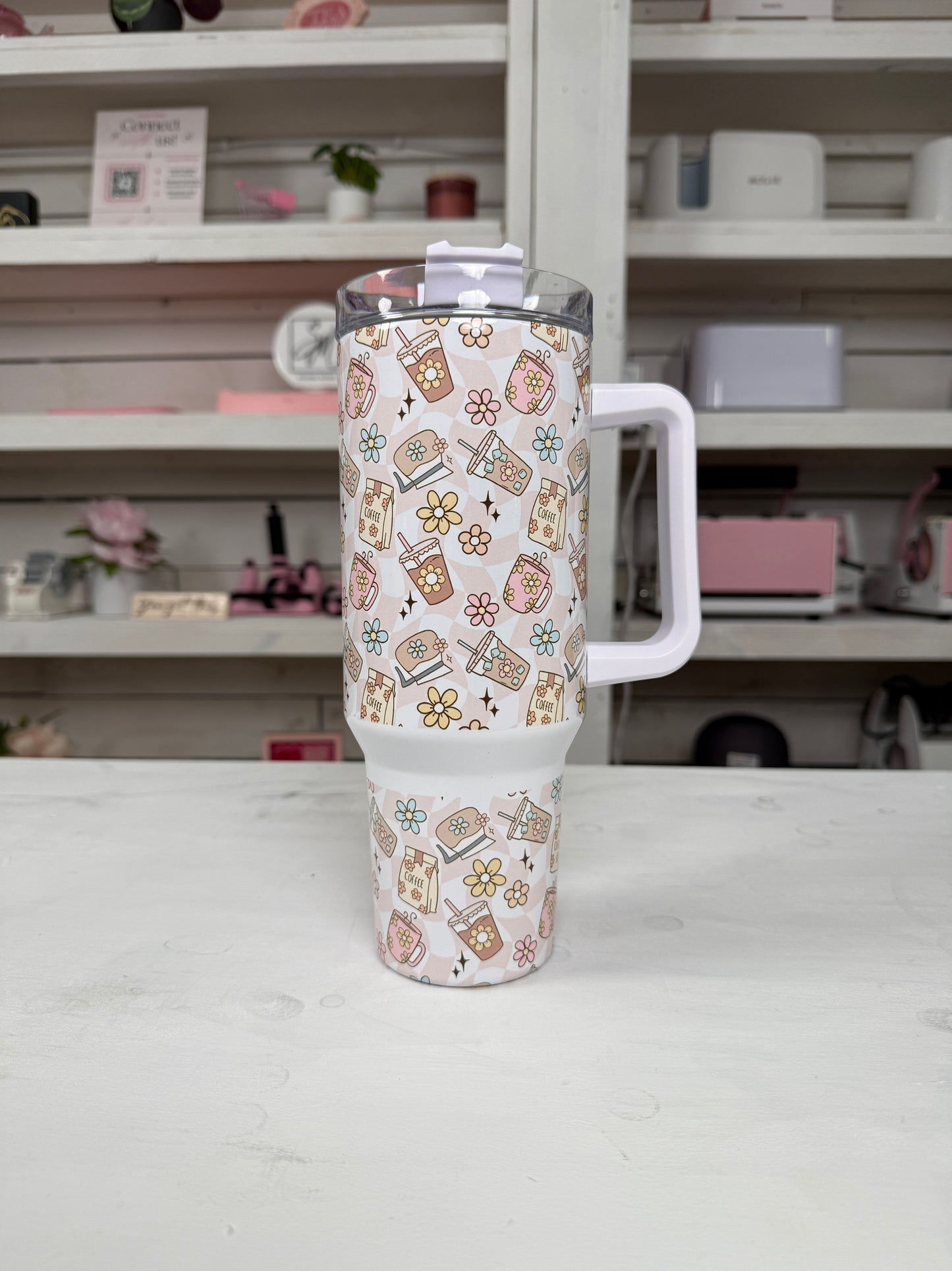 Coffee Lover 40oz tumbler, Retro Coffee quencher, Coffee custom tumbler