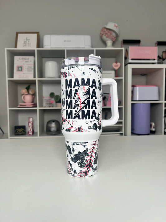 Baseball Mama 40oz tumbler, Mom quencher, Baseball 40oz custom tumbler