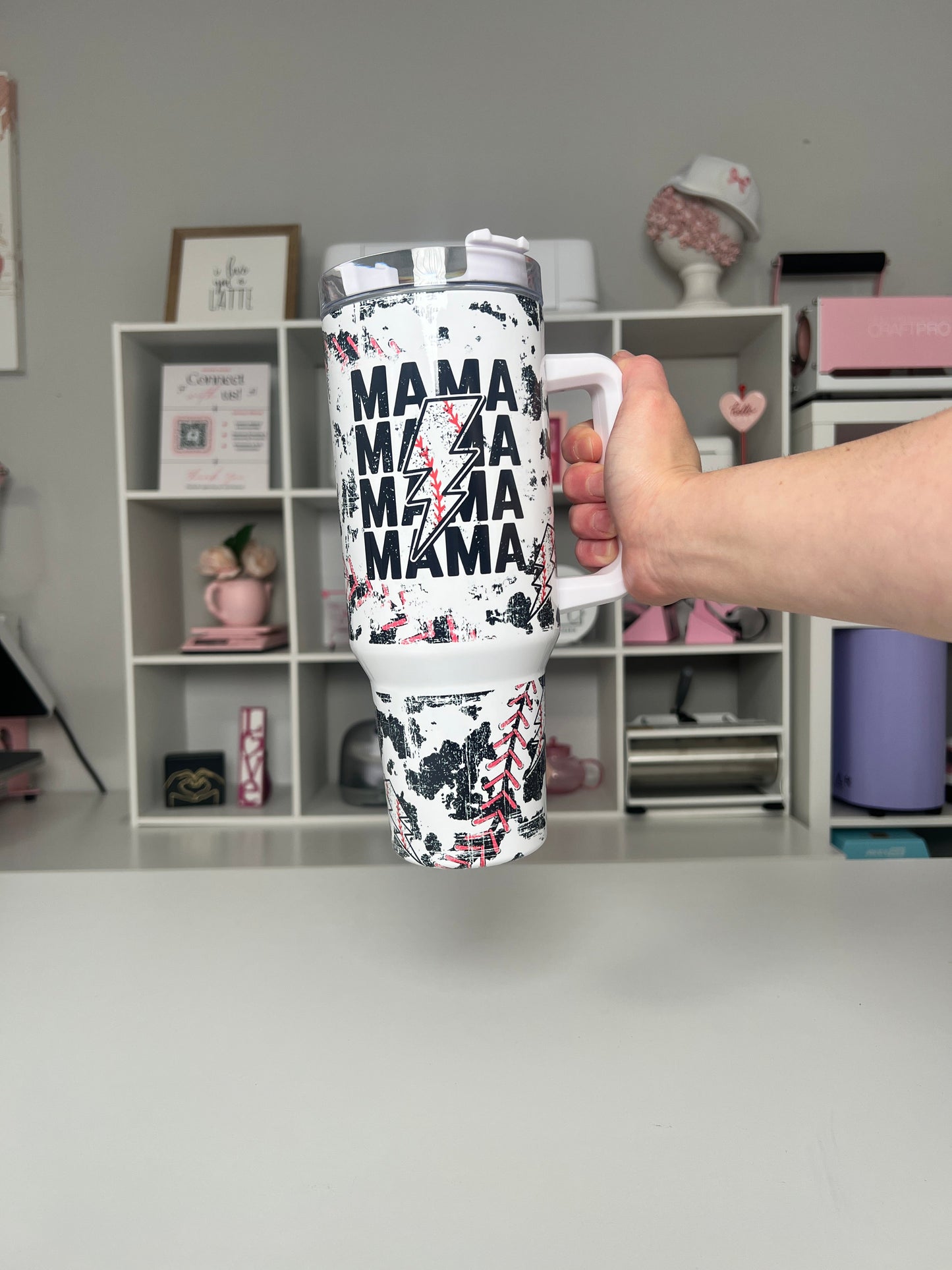 Baseball Mama 40oz tumbler, Mom quencher, Baseball 40oz custom tumbler