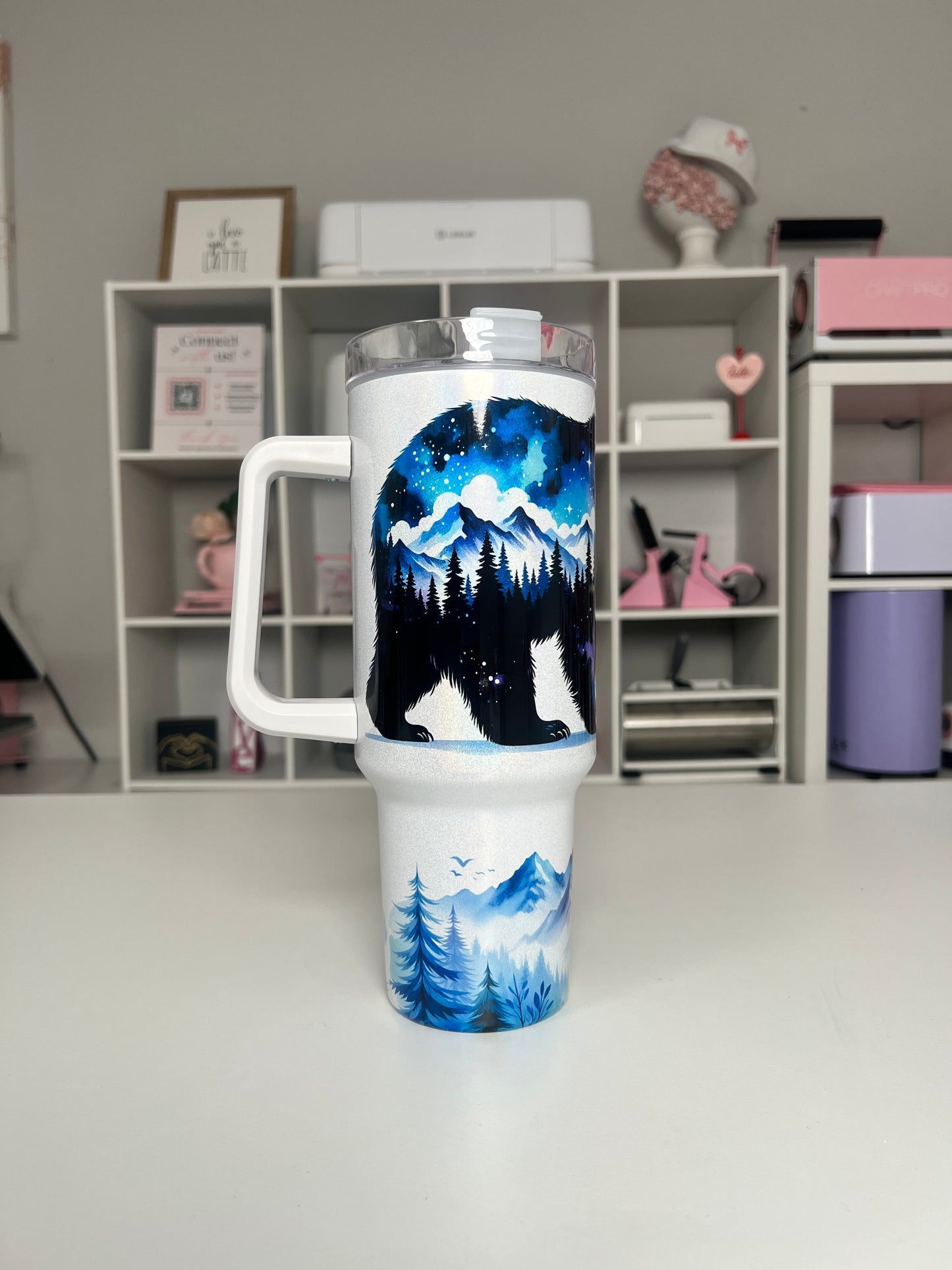 Mama Bear Watercolor 40oz tumbler, Mama quencher, Mom 40oz custom tumbler