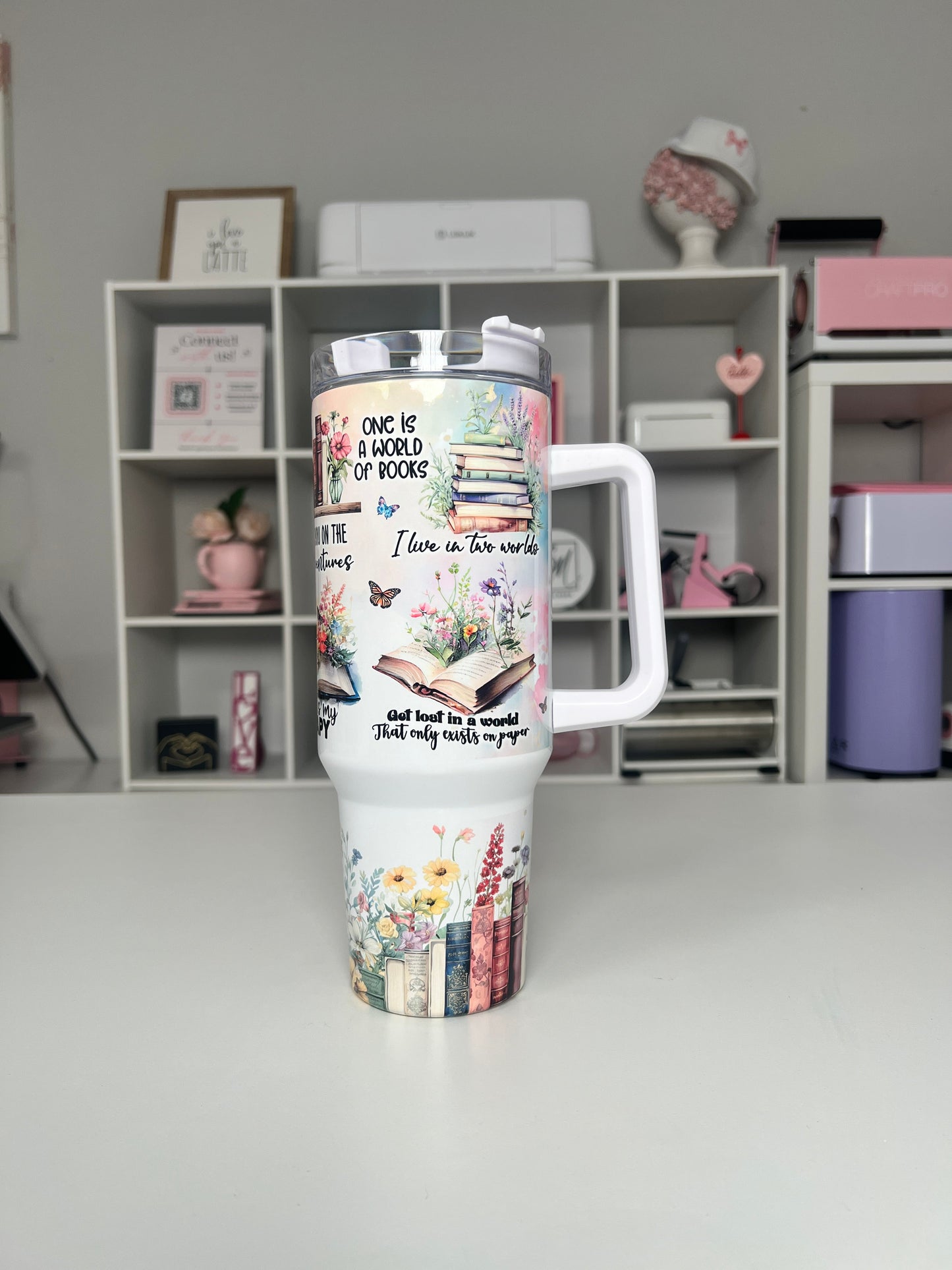 Book Lover 40oz tumbler, Books quencher, Bookish 40oz custom tumbler