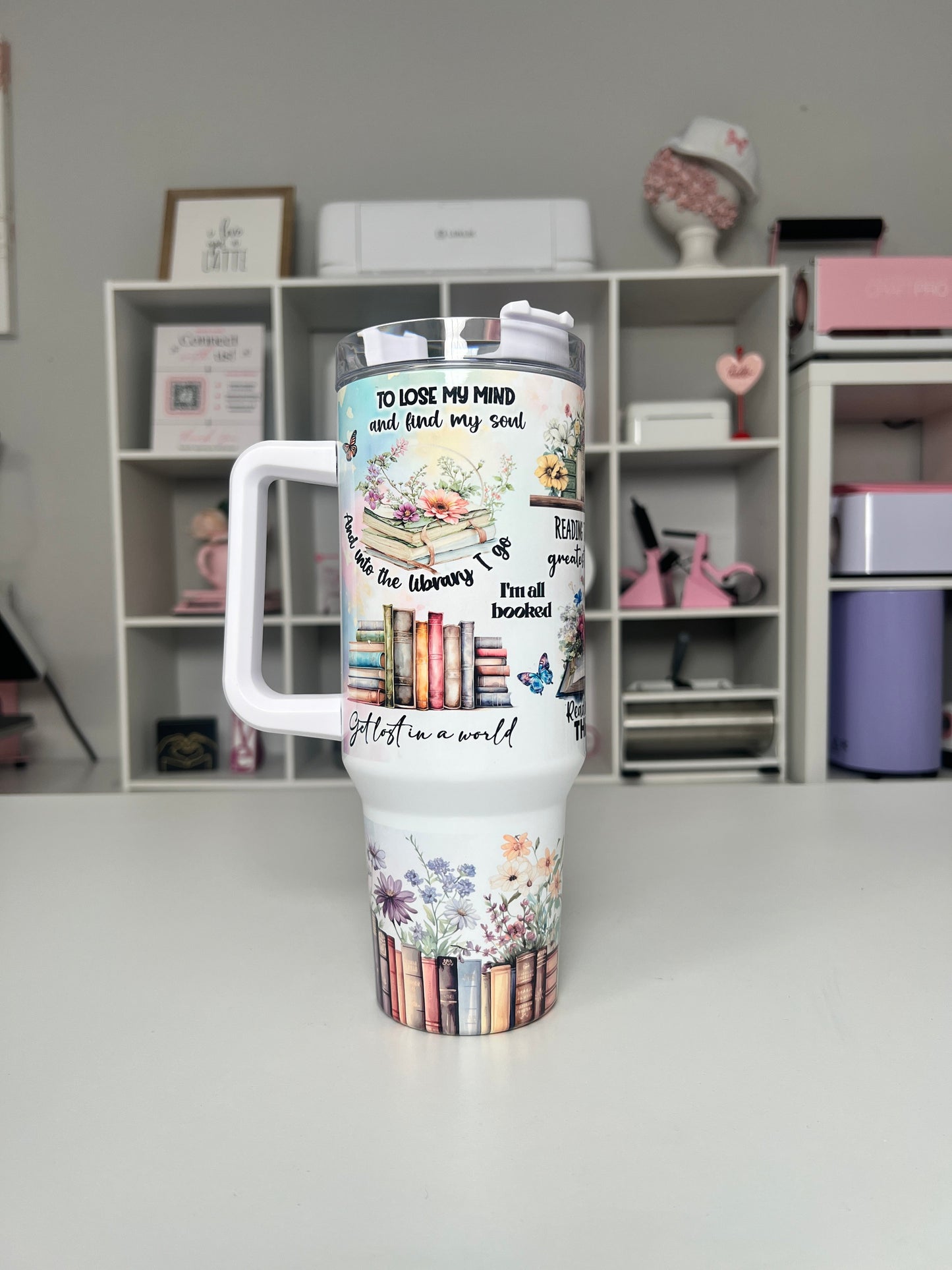 Book Lover 40oz tumbler, Books quencher, Bookish 40oz custom tumbler
