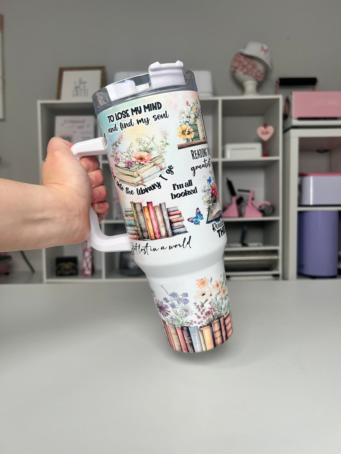 Book Lover 40oz tumbler, Books quencher, Bookish 40oz custom tumbler
