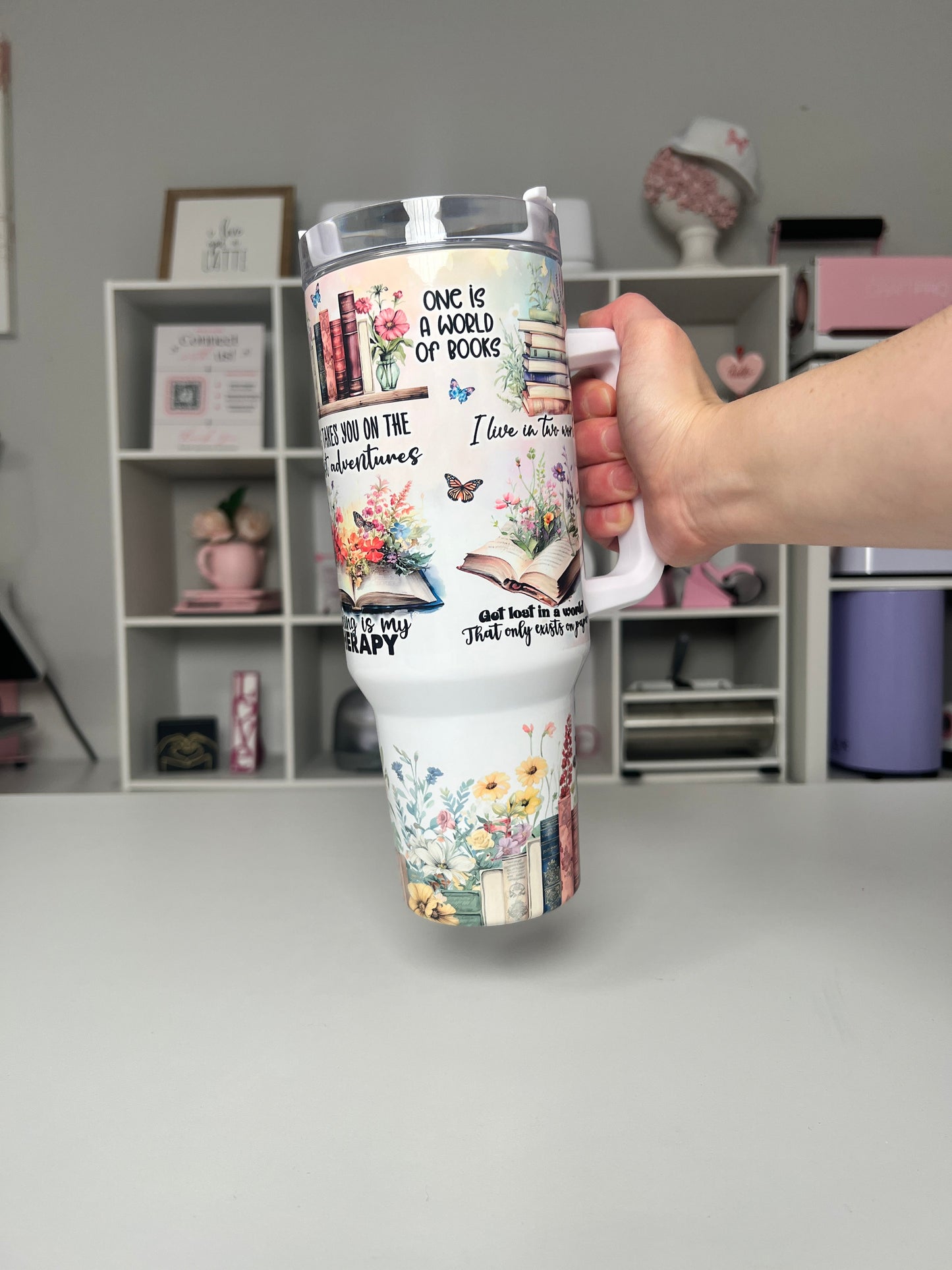 Book Lover 40oz tumbler, Books quencher, Bookish 40oz custom tumbler