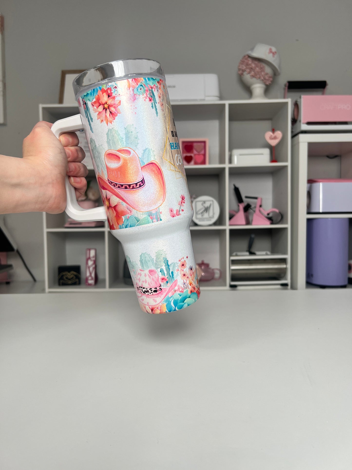 Cowgirl Hat 40oz tumbler, Cowgirl quencher, Cowgirl Hat 40oz custom tumbler