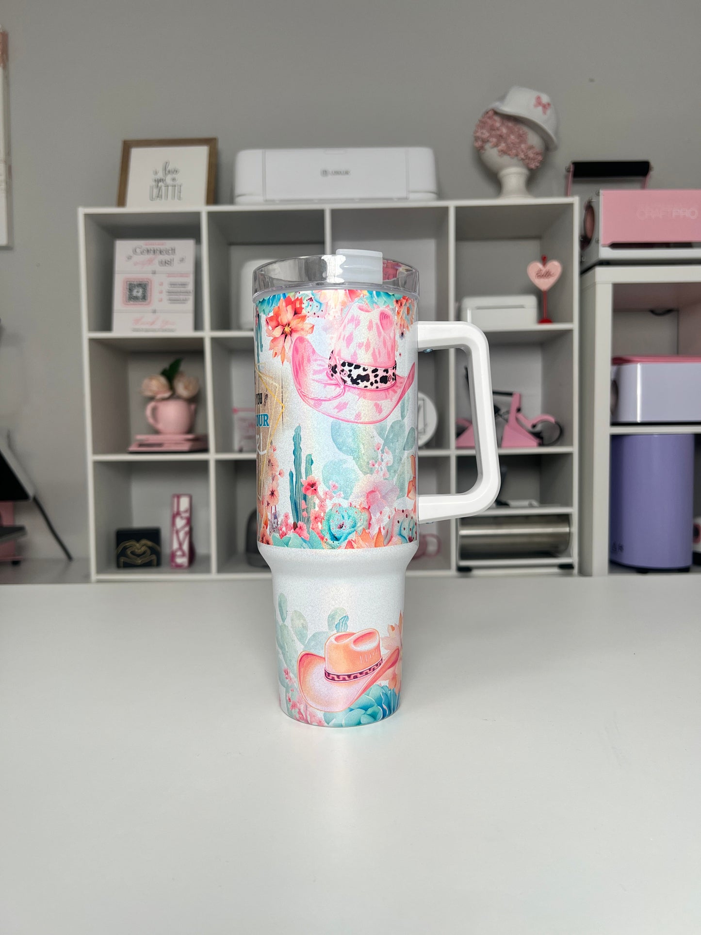 Cowgirl Hat 40oz tumbler, Cowgirl quencher, Cowgirl Hat 40oz custom tumbler