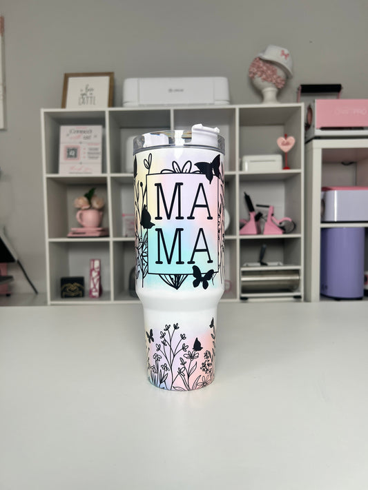 Mama Watercolor 40oz tumbler, Mama quencher, Floral Mom 40oz custom tumbler