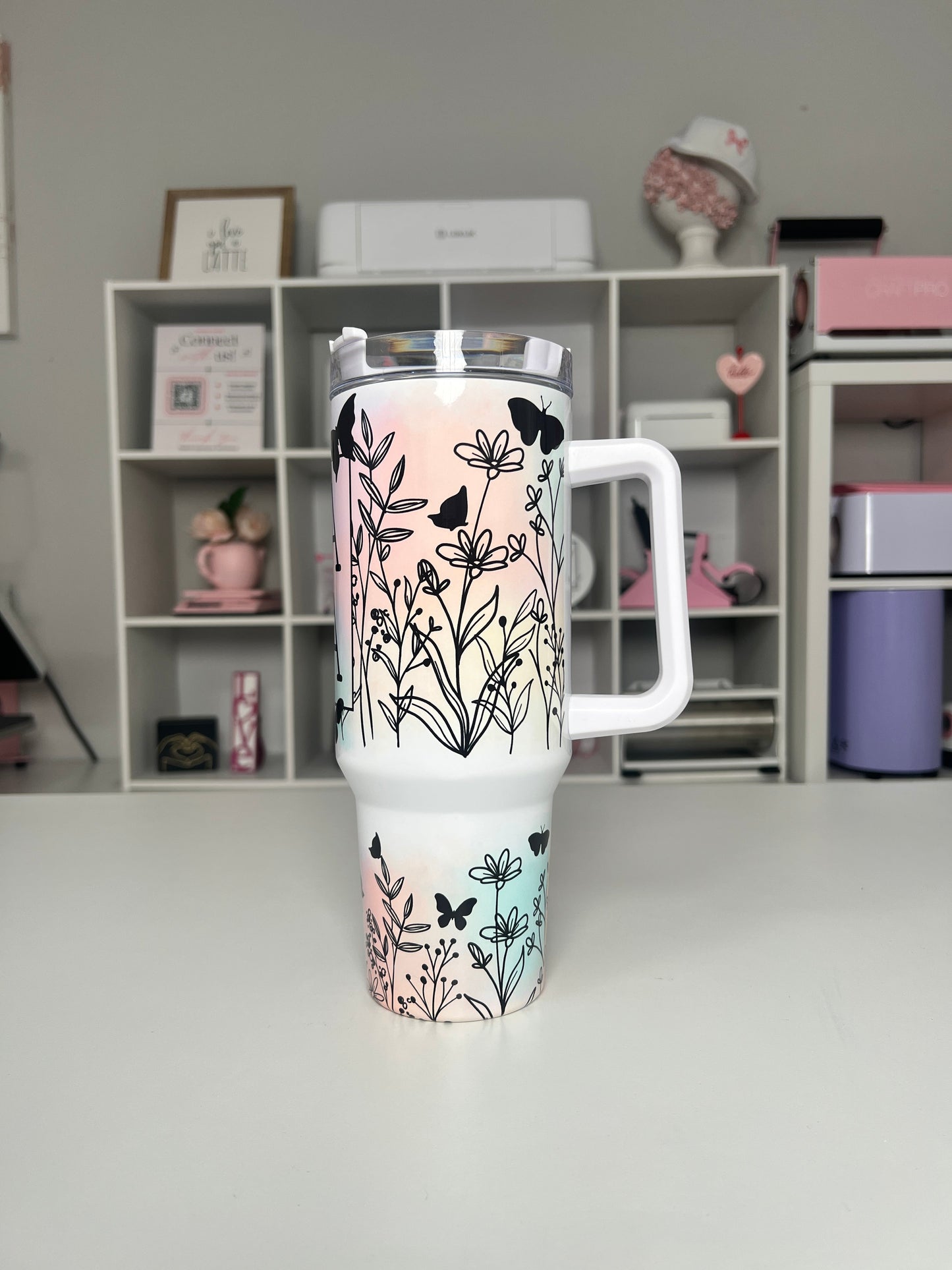 Mama Watercolor 40oz tumbler, Mama quencher, Floral Mom 40oz custom tumbler