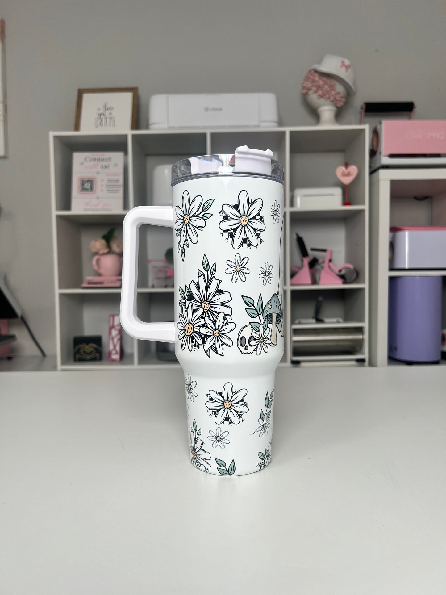 Spring Ghostie 40oz tumbler, Plant Ghostie quencher, Floral Ghostie 40oz custom tumbler