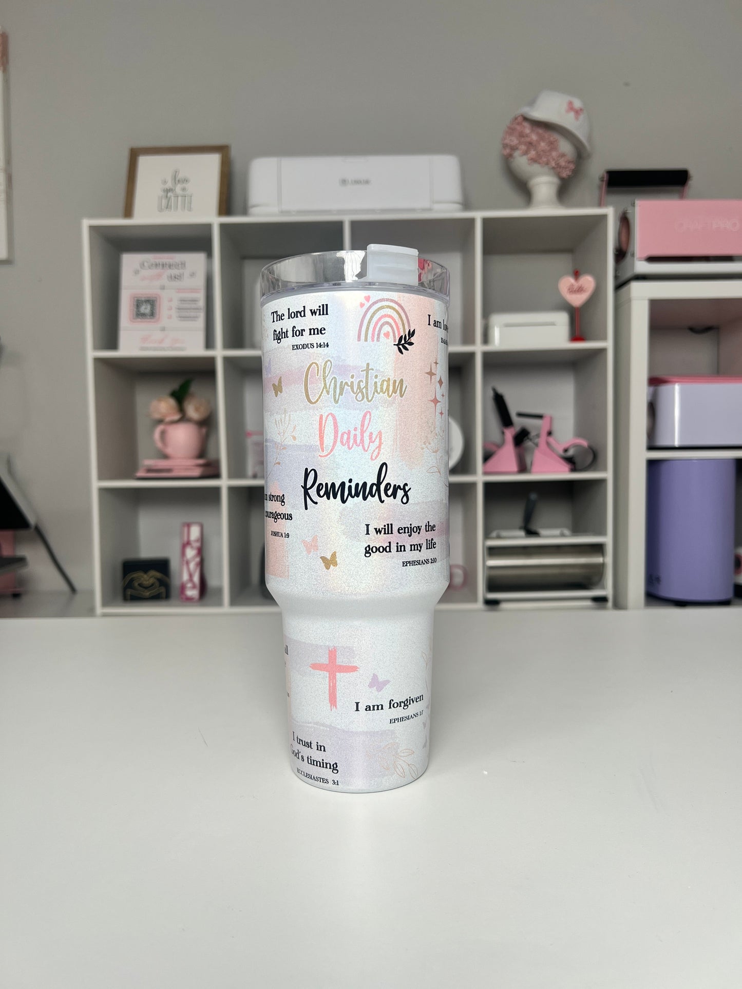 Christian Daily Reminders 40oz tumbler, Christian quencher, Faith Affirmations 40oz custom tumbler