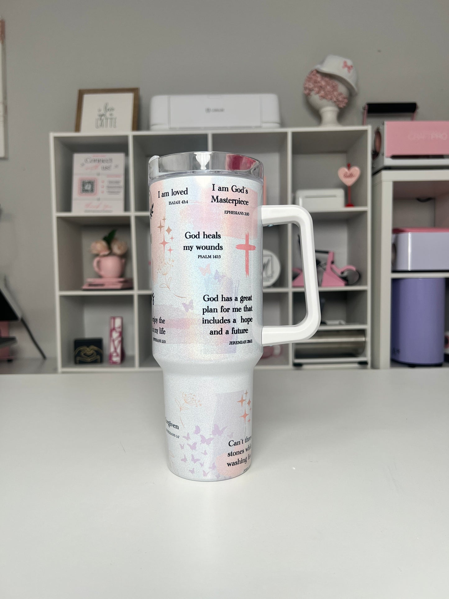 Christian Daily Reminders 40oz tumbler, Christian quencher, Faith Affirmations 40oz custom tumbler