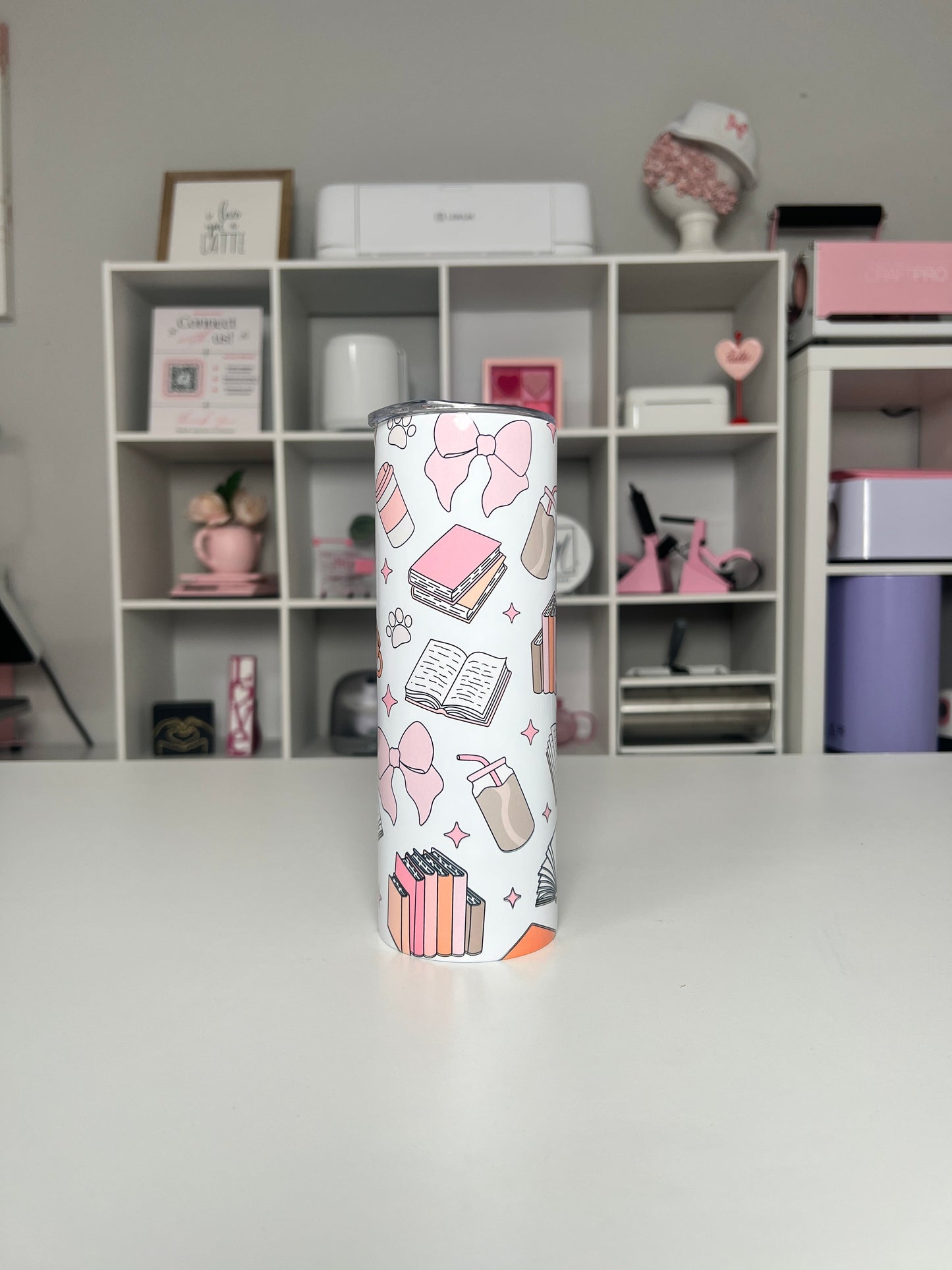 Bookish 20oz tumbler, Cozy Book Vibes quencher, Book Lover 20oz custom tumbler