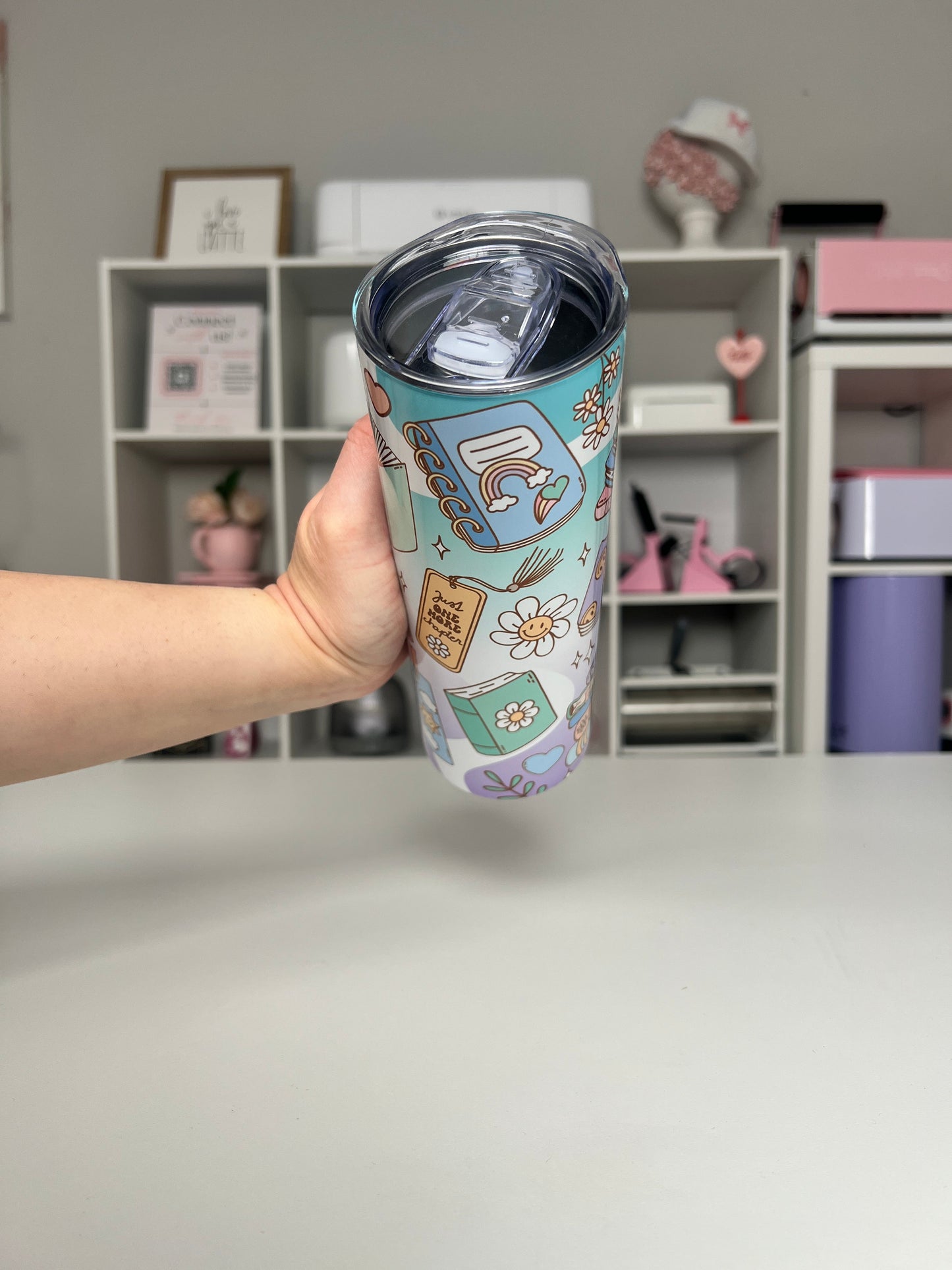 One More Chapter 20oz tumbler, Bookish quencher, Book Lover 20oz custom tumbler