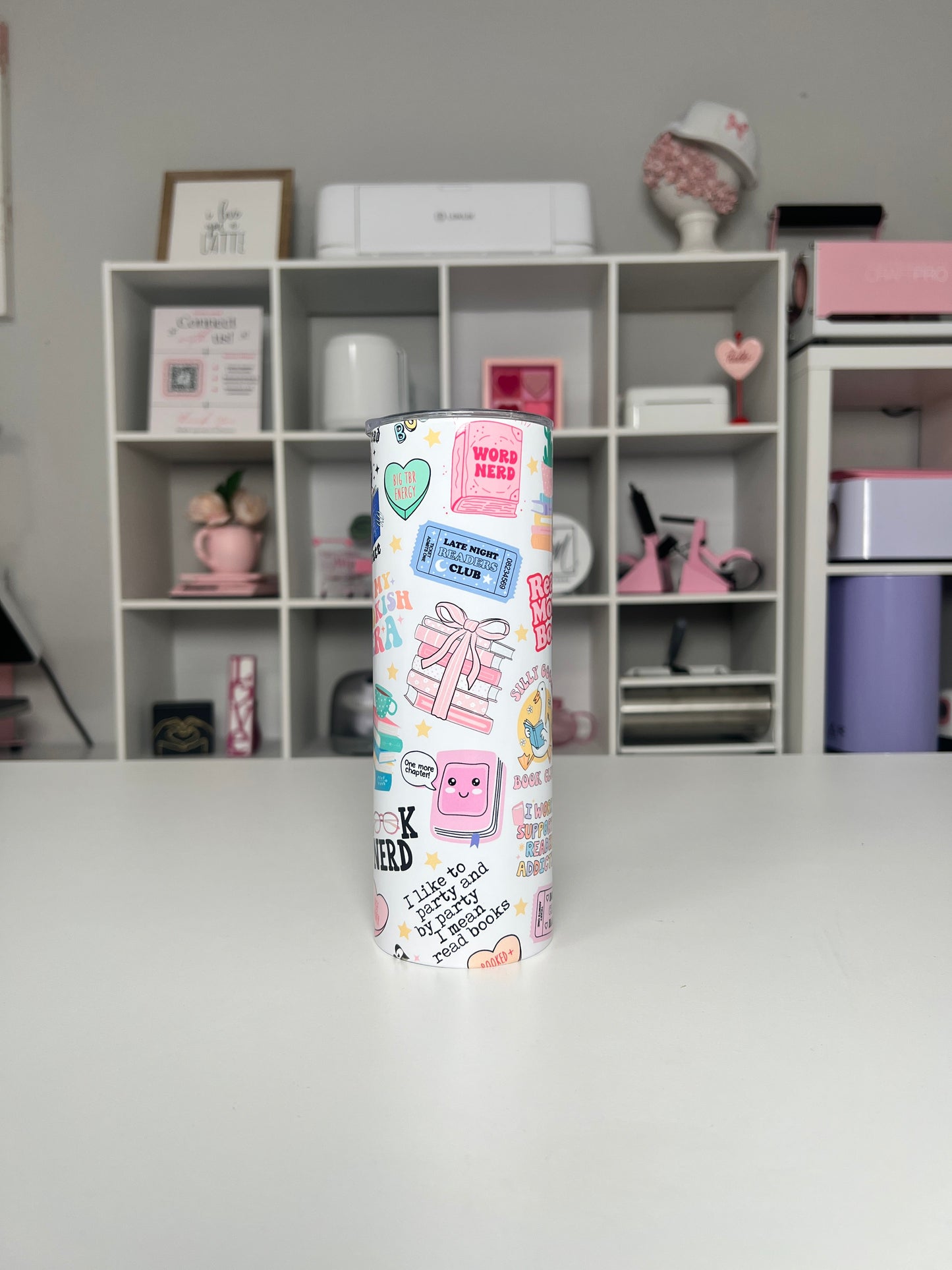 Book Lover 20oz tumbler, Book quencher, Bookish 20oz custom tumbler