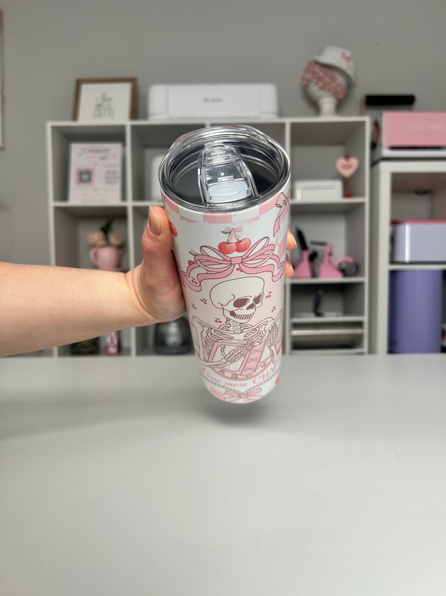 Coquette One More Chapter 20oz tumbler, Book Lover quencher, Book 20oz custom tumbler