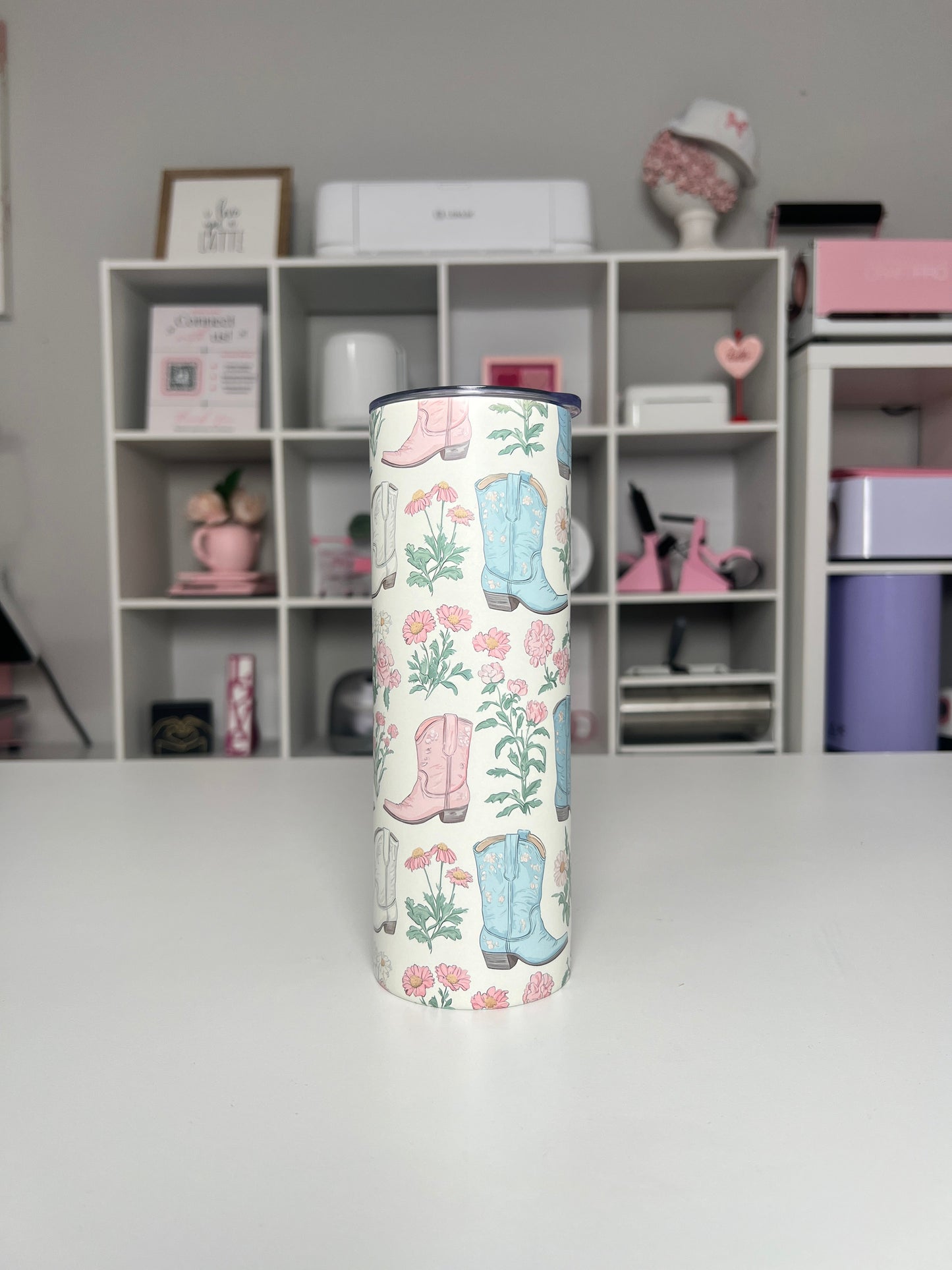 Cowgirl Boot 20oz tumbler, Cowgirl Vibes quencher, Boot 20oz custom tumbler