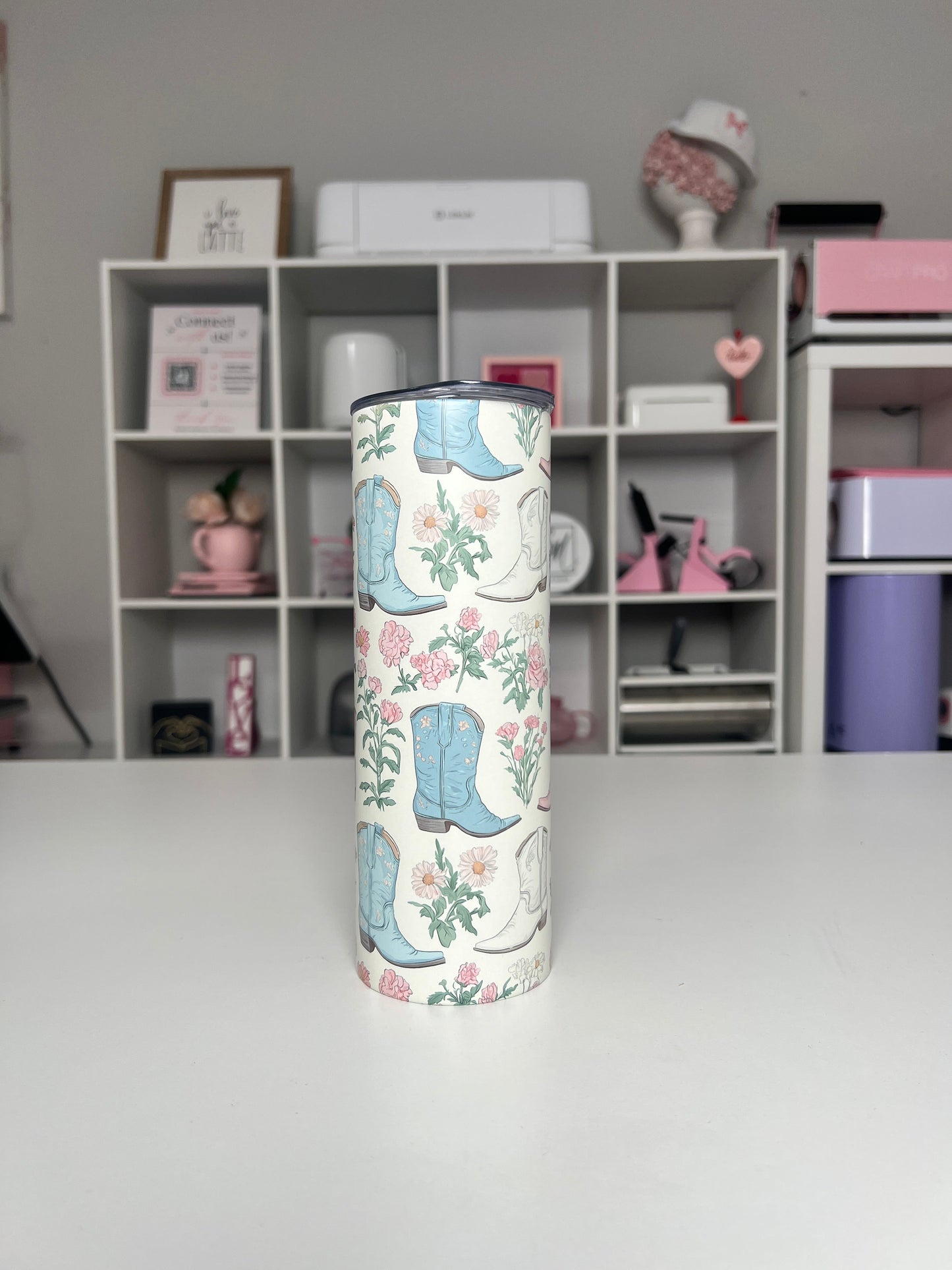 Cowgirl Boot 20oz tumbler, Cowgirl Vibes quencher, Boot 20oz custom tumbler