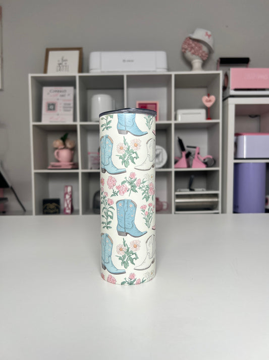 Cowgirl Boot 20oz tumbler, Cowgirl Vibes quencher, Boot 20oz custom tumbler