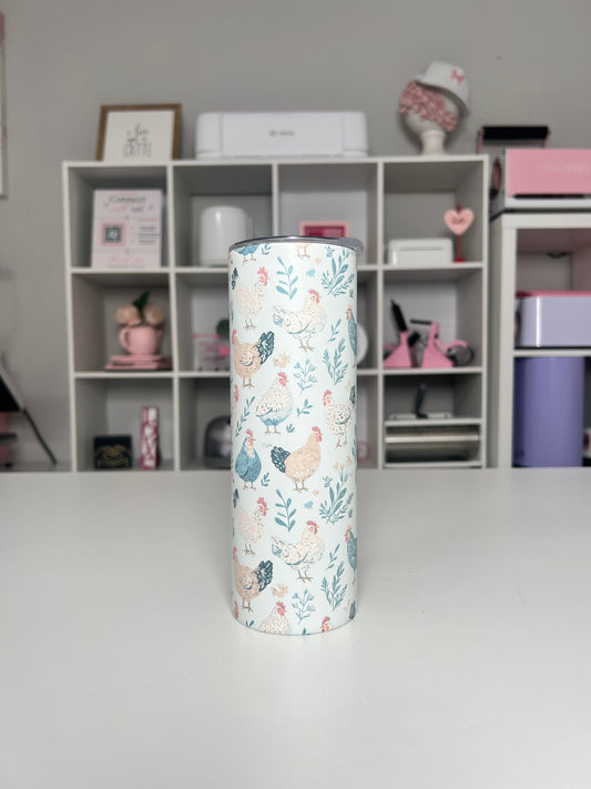 Cottage Chickens 20oz tumbler, Chickens quencher, Chicken Lover 20oz custom tumbler