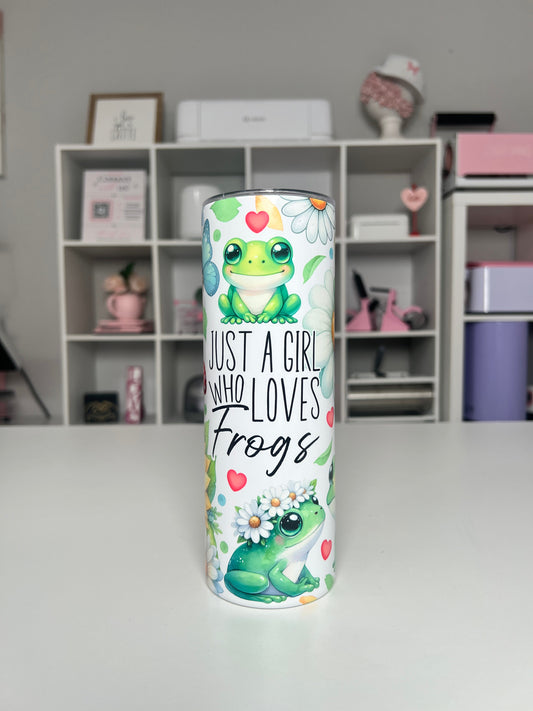 Just A Girl Who Loves Frogs 20oz tumbler, Frog quencher, Frog Lover 20oz custom tumbler