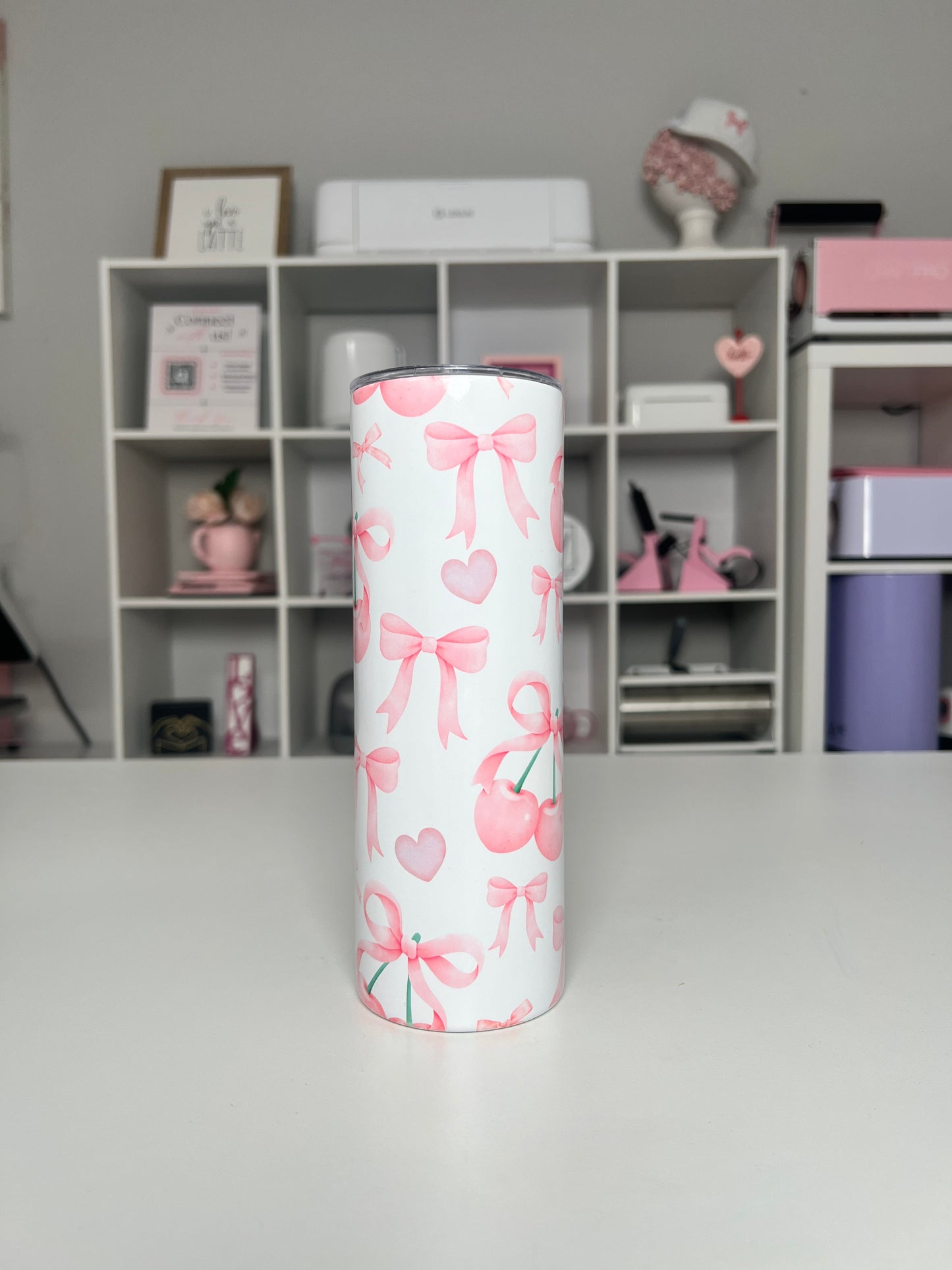 Coquette 20oz tumbler, Bows quencher, Cherries 20oz custom tumbler