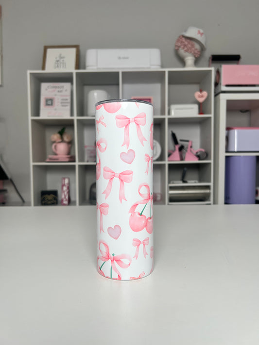 Coquette 20oz tumbler, Bows quencher, Cherries 20oz custom tumbler