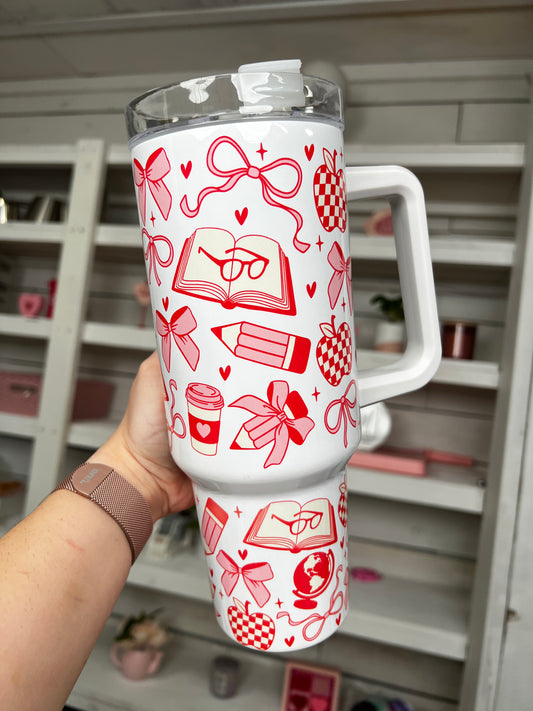 Coquette Teacher Oopsie 40oz tumbler