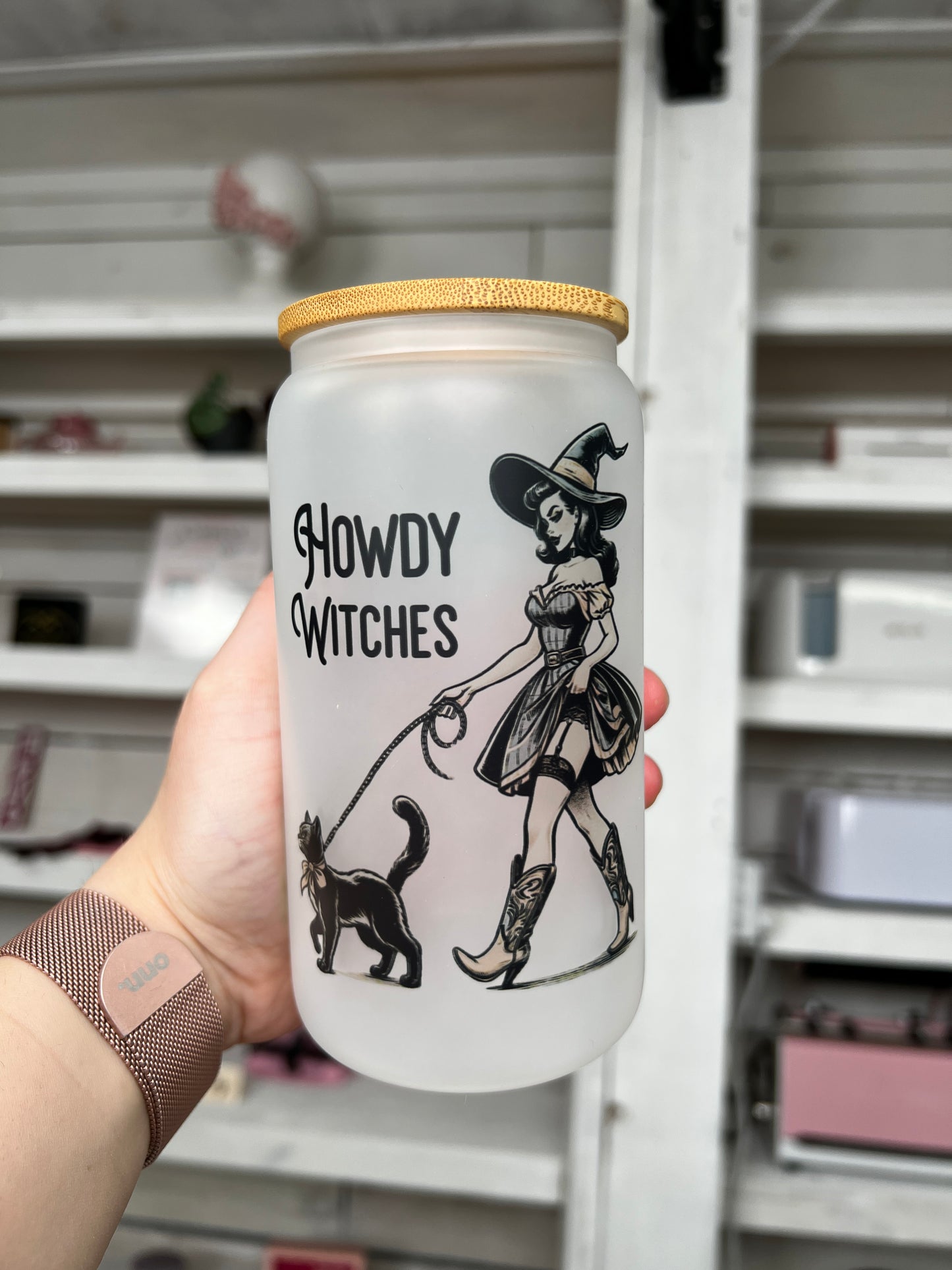 Howdy Witches 16oz Glass