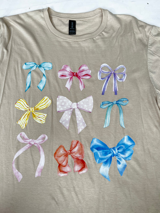 Coquette Color Bows Sand Medium T-Shirt