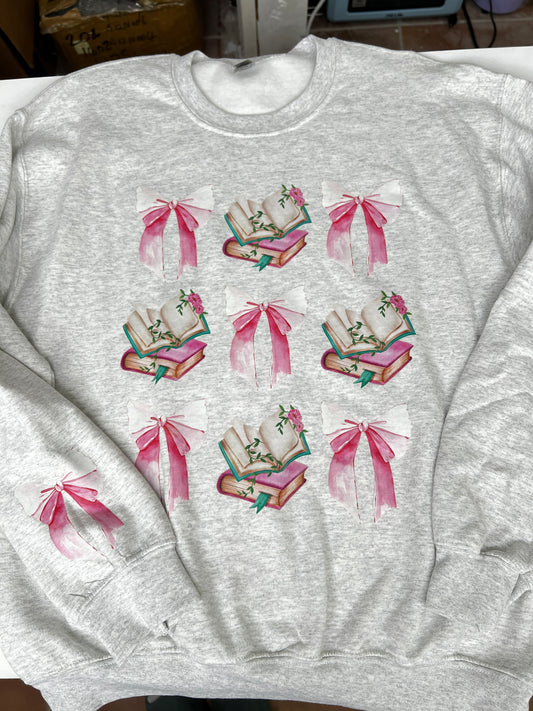 Bows & Books Gray Medium Sweater