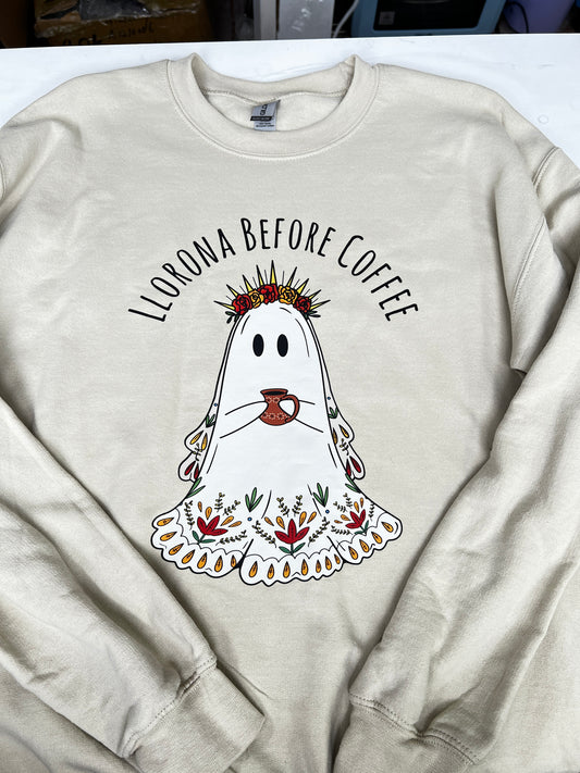 Llorona Before Coffee Sand Medium Sweater