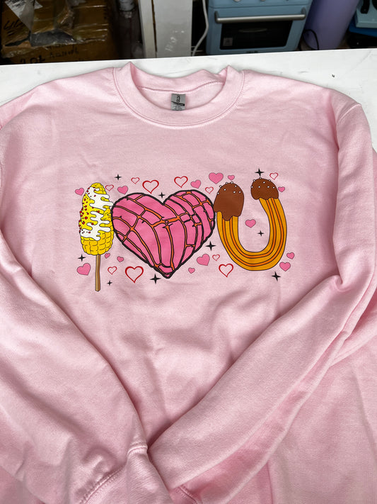 Love Snacks Pink Medium Sweater