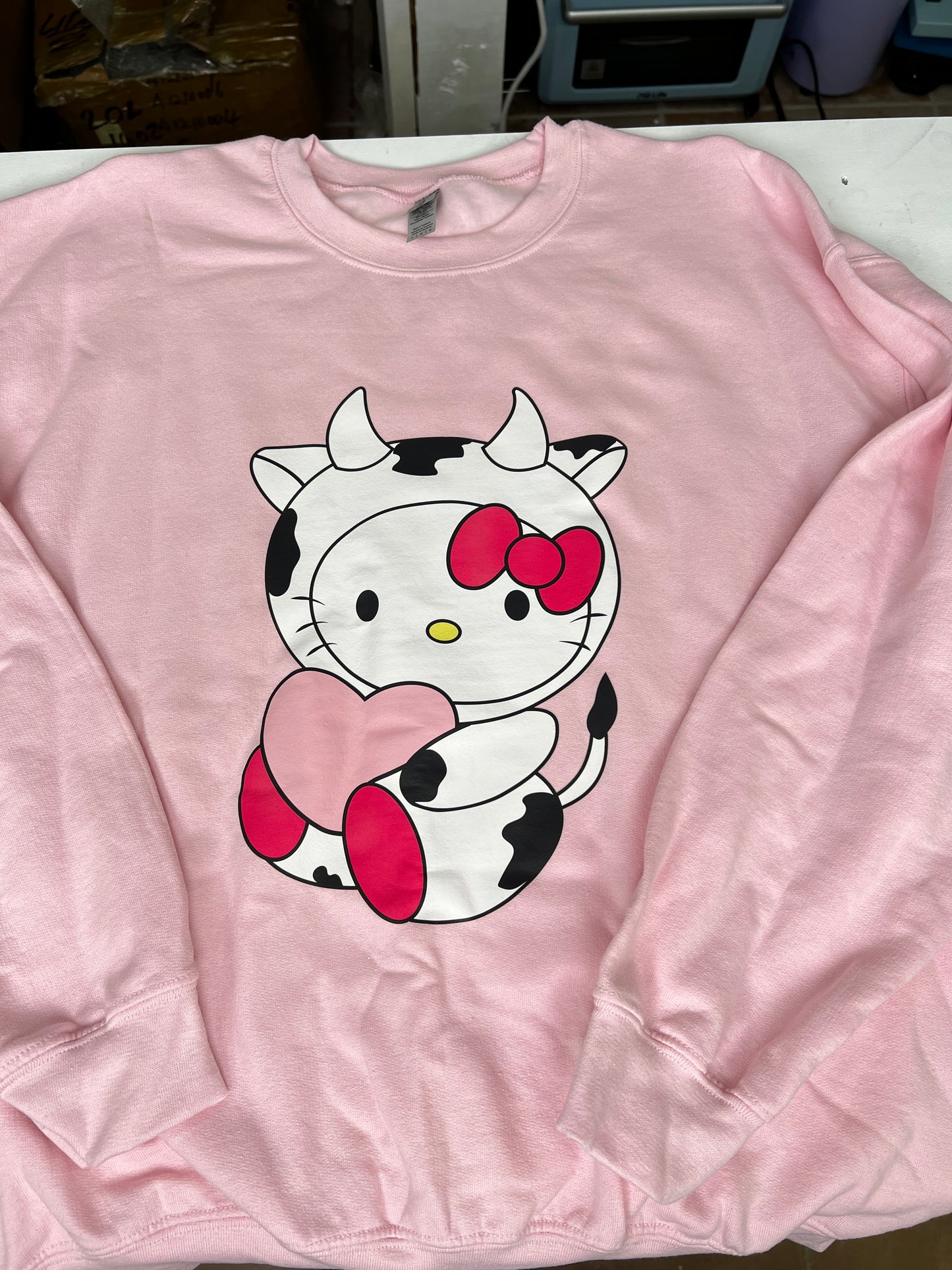 Kitty Cow Pink Large Sweater