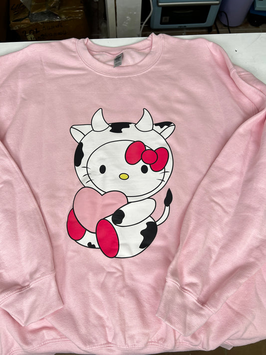 Kitty Cow Pink Large Sweater