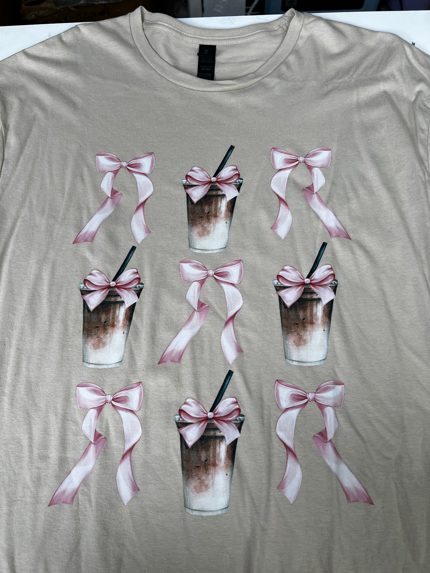 Iced Coffee Bows Sand X-Large T-Shirt