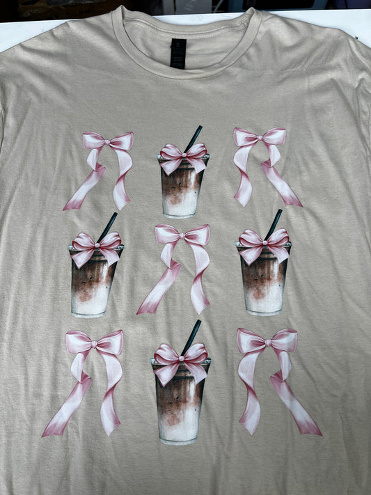 Iced Coffee Bows Sand X-Large T-Shirt