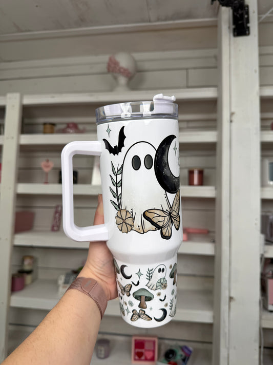 Boho Ghostie Oopsie 40oz tumbler, Retro Ghost quencher, Ghostie  tumbler