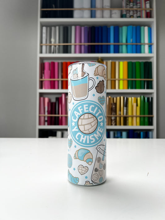 Cafecito Y Chisme 20oz tumbler, Cafecito custom tumbler, Chisme custom stainless tumbler