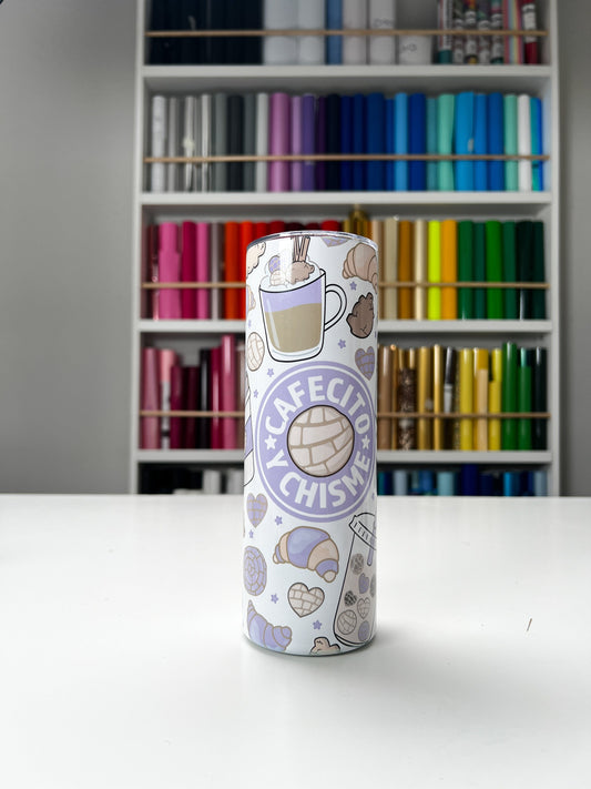 Cafecito Y Chisme 20oz tumbler, Cafecito custom tumbler, Chisme custom stainless tumbler