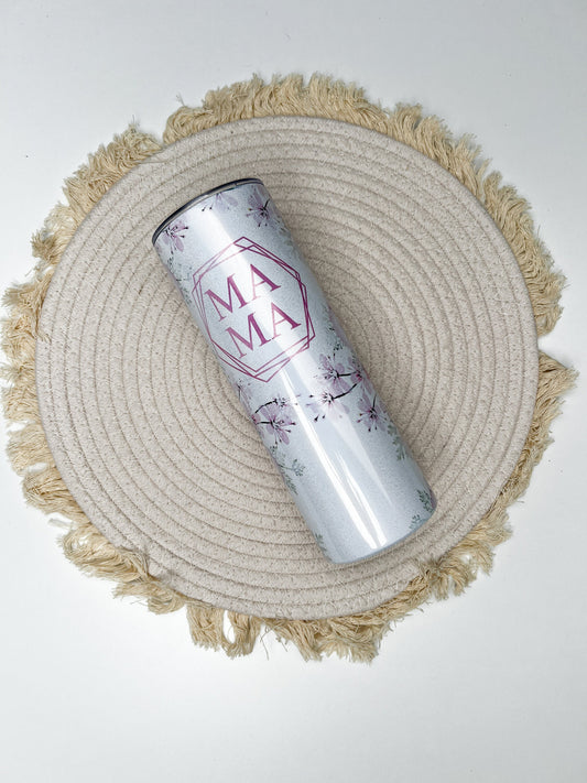Mama Floral 20oz tumbler, Pink Mama custom tumbler, Mama Flowers custom stainless tumbler