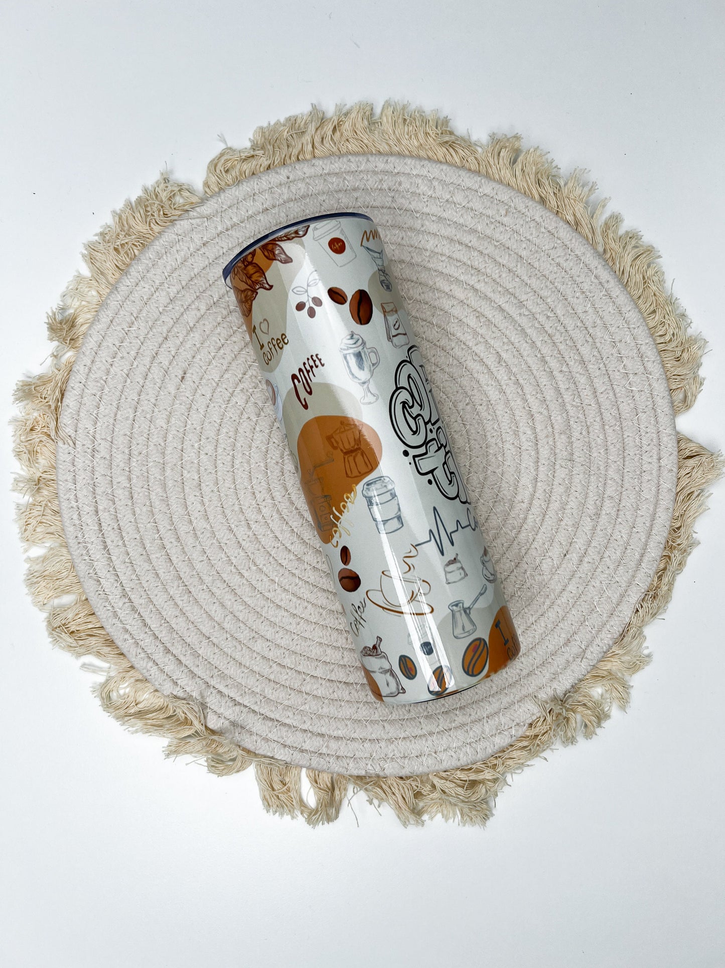 Coffee Time 20oz tumbler, Coffee Lover custom tumbler, Coffee custom stainless tumbler
