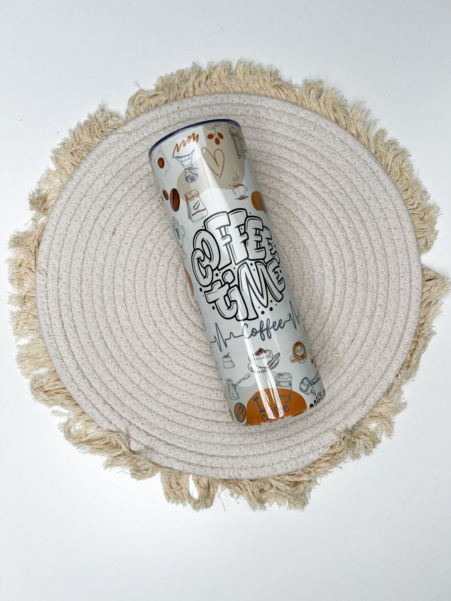 Coffee Time 20oz tumbler, Coffee Lover custom tumbler, Coffee custom stainless tumbler