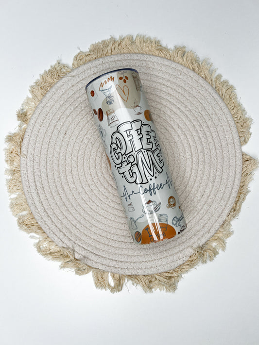 Coffee Time 20oz tumbler, Coffee Lover custom tumbler, Coffee custom stainless tumbler