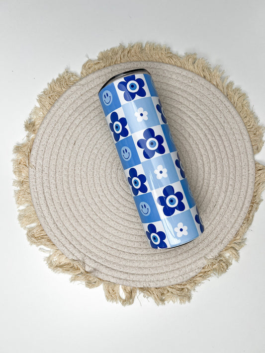 Groovy Flowers 20oz tumbler, Evil Eye Flowers custom tumbler, Protection custom stainless tumbler