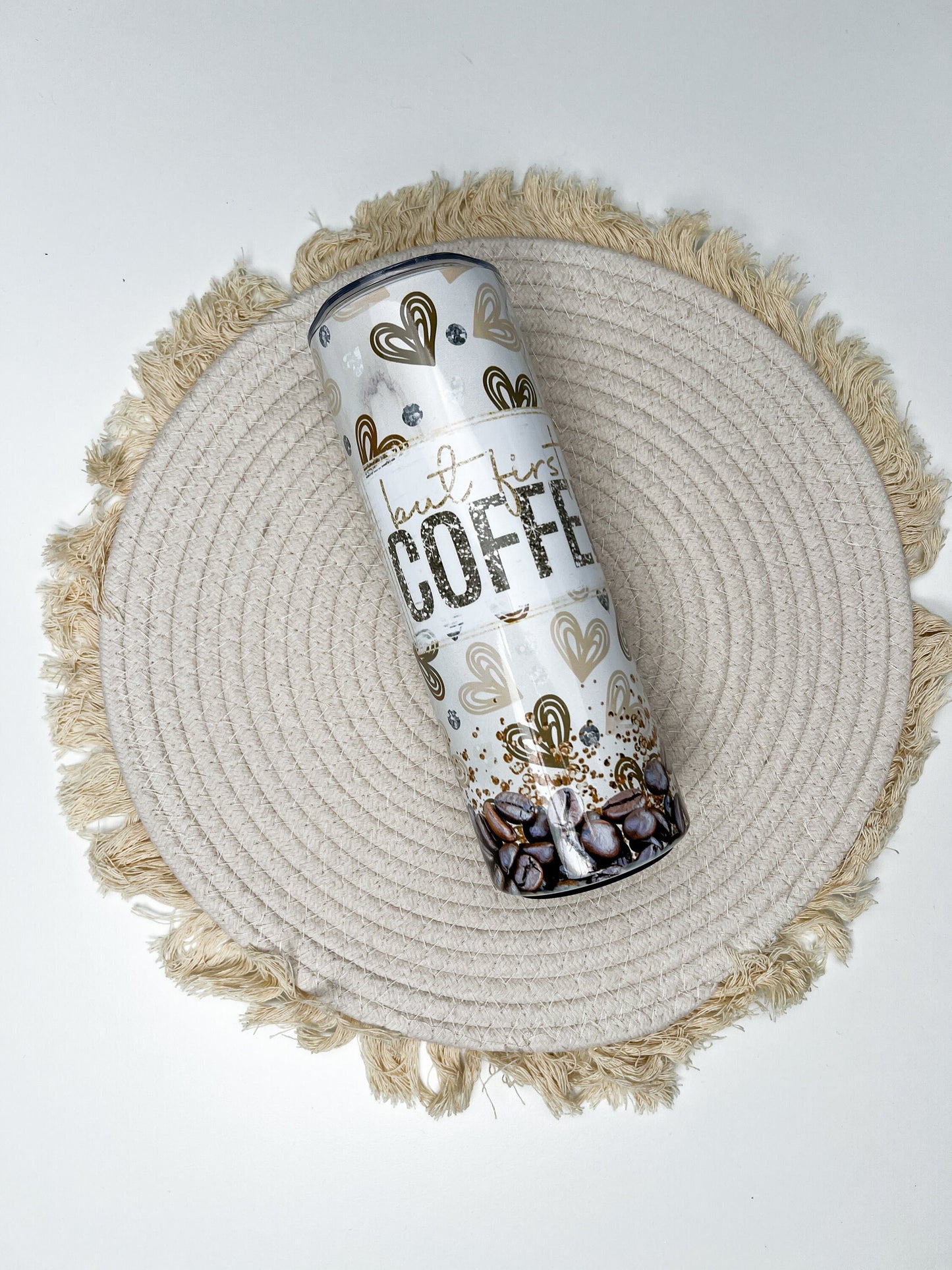 But First Coffee 20oz tumbler, Coffee Lover custom tumbler, Coffee custom stainless tumbler
