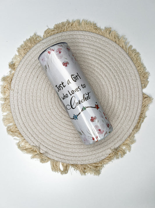 Crotchet Girl 20oz tumbler, Love to Crotchet custom tumbler, Crotchet custom stainless tumbler