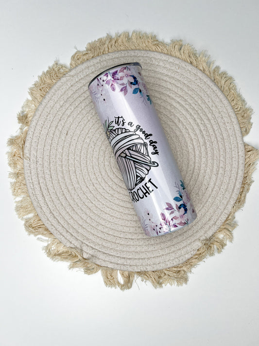 Crotchet Girl 20oz tumbler, Love to Crotchet custom tumbler, Crotchet custom stainless tumbler