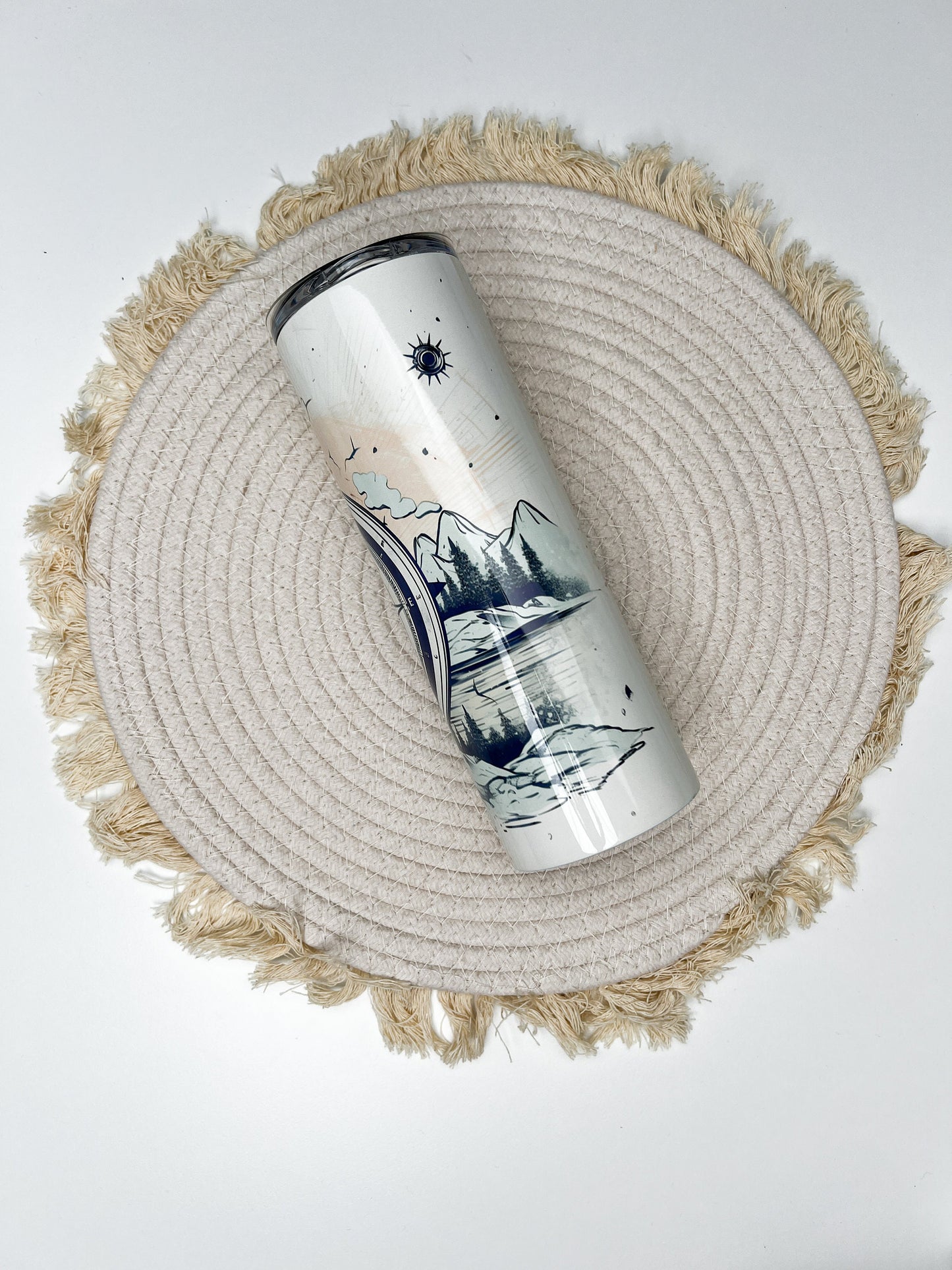 Adventure 20oz tumbler, Mountain custom tumbler, Compass custom stainless tumbler