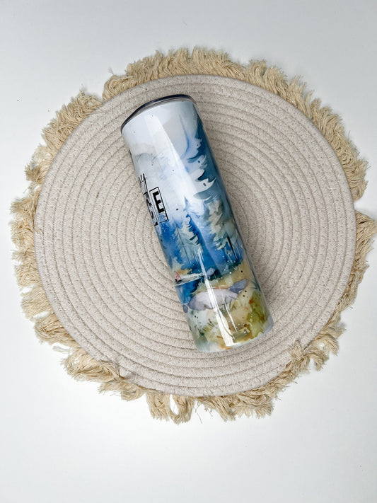 Camping 20oz tumbler, My Happy Place custom tumbler, Outdoors custom stainless tumbler