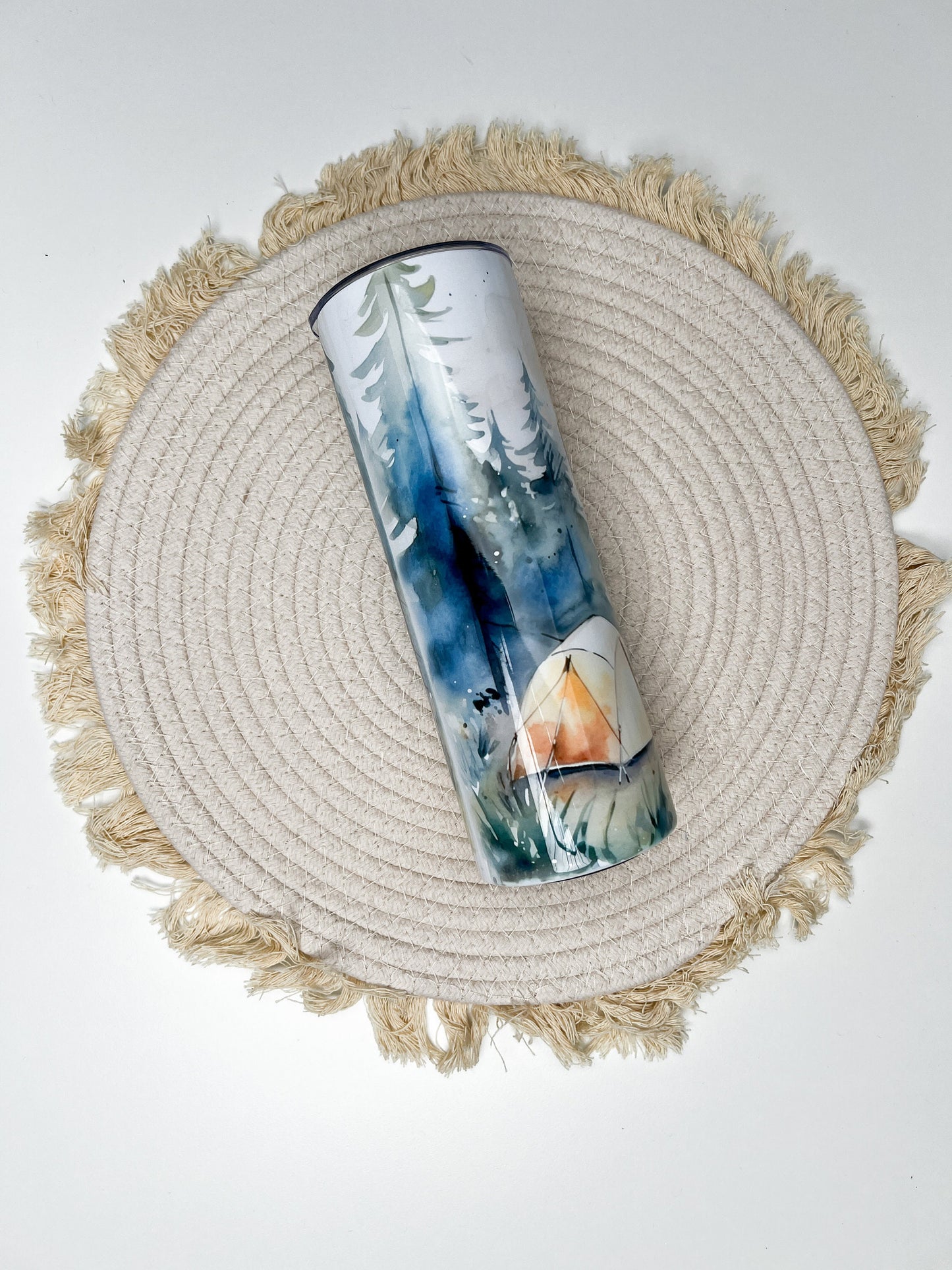 Camping 20oz tumbler, My Happy Place custom tumbler, Outdoors custom stainless tumbler